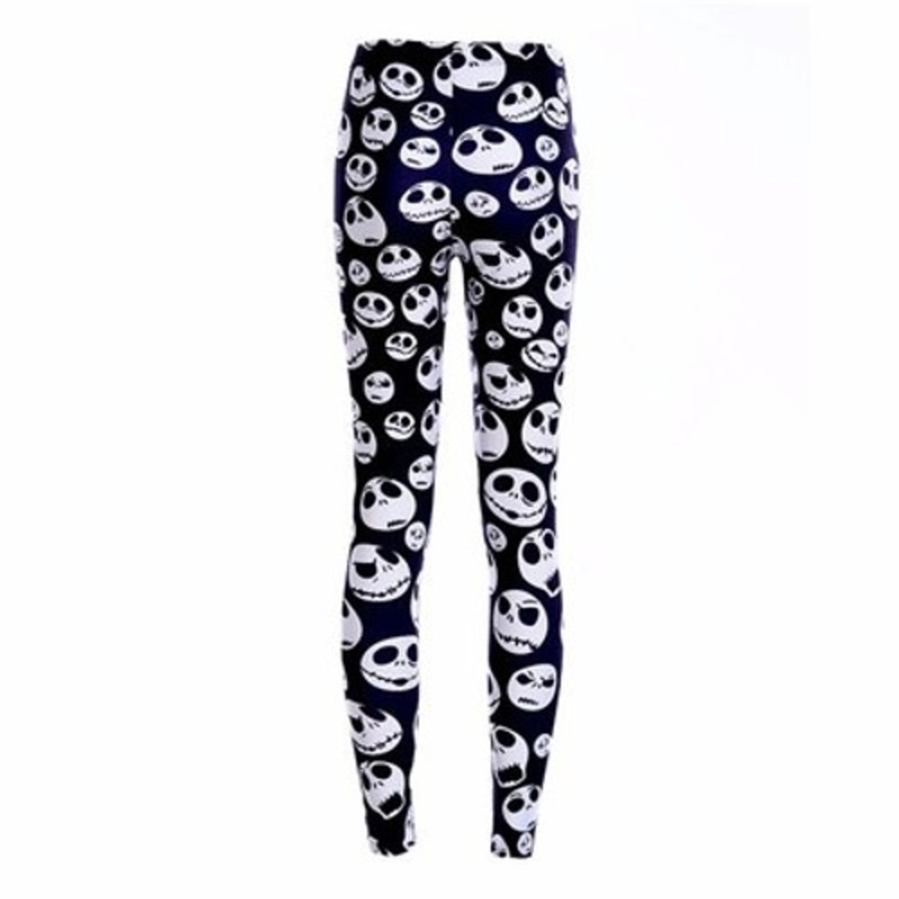 Online Legging Store Jack Skellington Skulls Leggings Womens Medium Black White